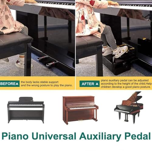 Piano Pedal Extender, Auxiliary Piano Pedal Extension Stool, Height Adjustable, Suitable for Upright Pianos and Digital Pianos (Brown)