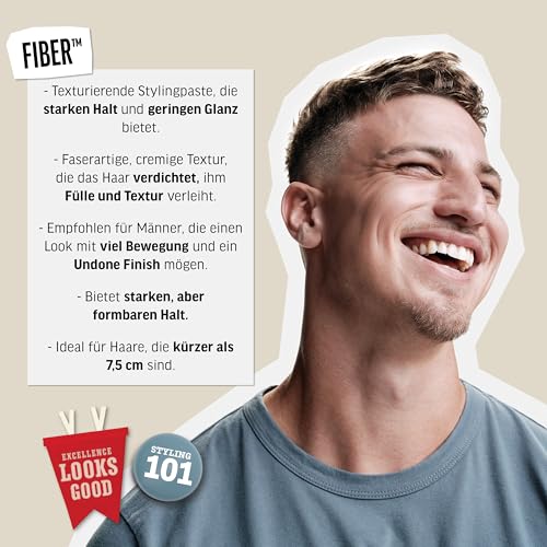 3. Bild von AMERICAN CREW – Classic Fiber, 85 g, Haarwachs für Männer, Haarprodukt mit starkem Halt, Stylingprodukt für viel Textur & mattes Finish, zur täglichen Anwendung