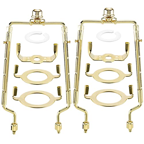 Mornajina 2 paquetes de 7, 8, 9, 10 pulgadas, soporte de arpa, arpas y terminales ajustables, se adapta tanto a barra de lámpara estándar como a base de luz E26 E27 UNO Fitter adaptador convertidor