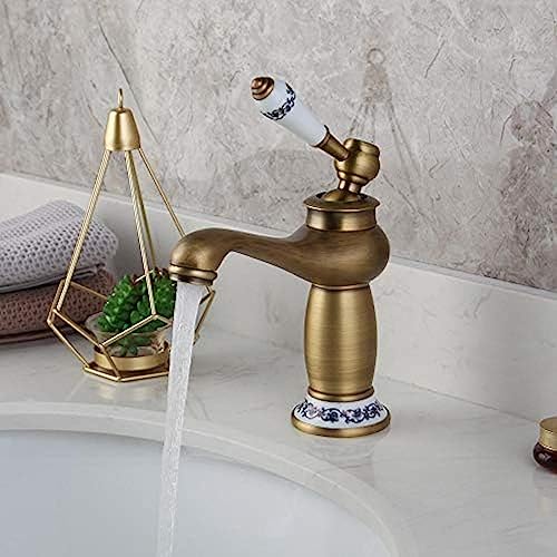 Mitigeur de lavabo en bronze antique, robinet chaud et froid de salle de bains