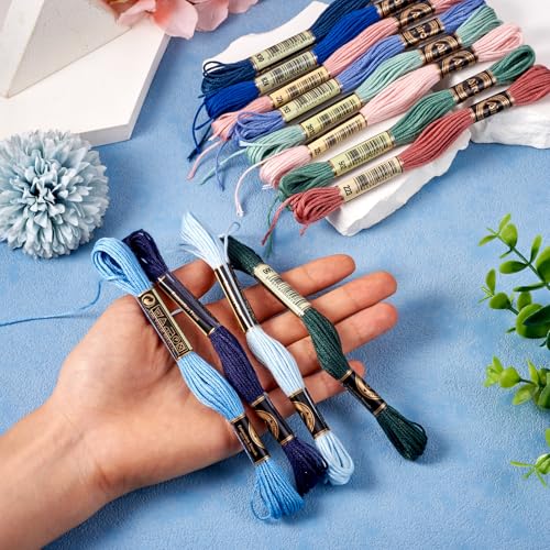 Image of FASHEWELRY 105 Yards Crewel Cross Stitch Floss for Jewelry Making, 1mm Polyester Embroidery Floss Thread Embroidery Thread Bulk for Bracelet Knitting Stitch Supply (Rainbow)