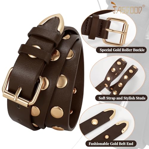 JASGOOD Studded Belt for Women Fashion Leather Belt for Jeans Punk Studded Belt for Ladies Dress Pants3
