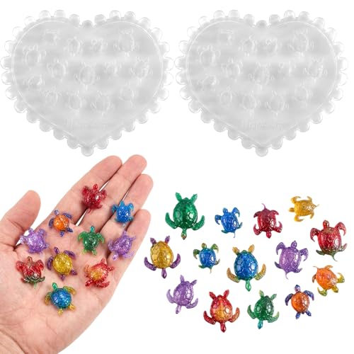 Ymapinc Mini Resin Turtles Silicone Molds, 2pcs Tiny Turtles Resin Mold, Small Molds for DIY Fairy Garden/Landscape Crafts Decor
