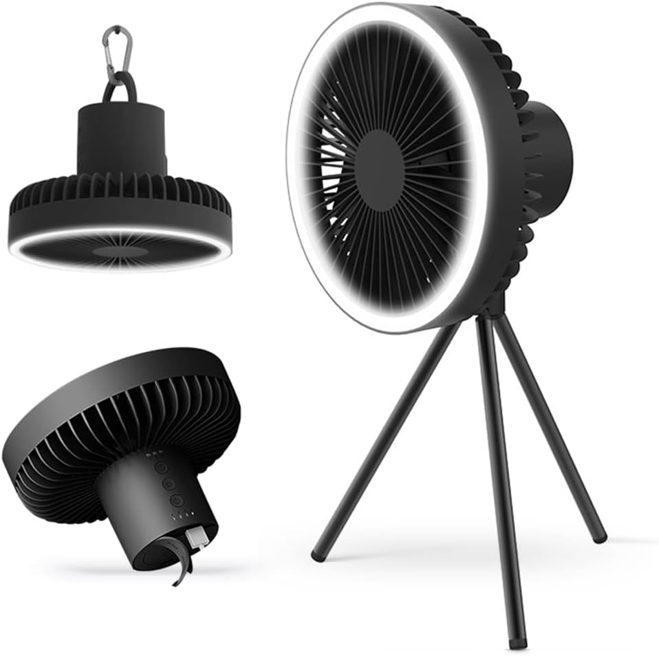 7 inch Fan 3 Speed Household Tripod Desktop 10000mAh LED USB Wireless Use Outdoor Portable Small Ceiling Fan Emergency Power