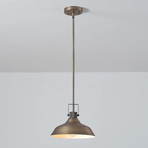 Miniatura 4 de GLOBE Electric 65475 Lámpara colgante de 1 luz, latón mate, enchufe texturizado, accesorio de comedor, iluminación de isla de cocina, luz colgante