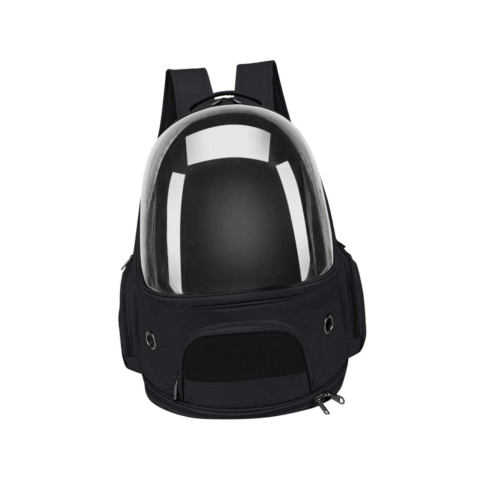 Sac à dos chat voyage en ville avec bulle capsule spatiale noire