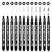 Bianyo Archival Ink Micro Pens, Art Waterproof Black Pen Set for Sketching Writing, Assorted Tips, Set of 9