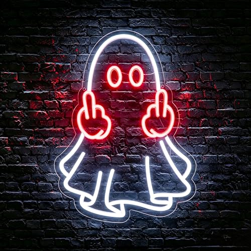 Image of Red&White Neon Sign Led Neon Lights Signs for Wall Decor USB Powered Led Signs for Room Decoration-Ghost