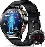 YUPENG 2026 Neu Smartwatch Herren mit EKG+HRV/BMI/Harnsäure/ΒΙυtzυcker, 1.43'' AMOLED Gesundheitsuhr mit 24H ΒΙυtdrυck, Herzfrequenz, Körpertemperatur, SpO2, Schlafmonitor, Fitnessuhr für Android iOS