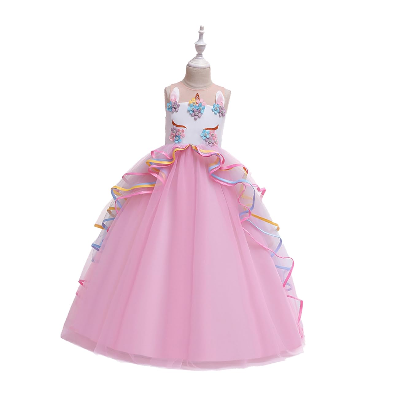 Robe de Licorne pour Garçon et Filles, Costume de Spectacle et Jeu de Rôle en Polyester Rose, Confortable, pour Cosplay et Fête