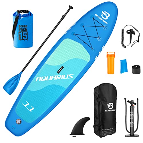 Bessport Tabla Paddle Surf Hinchable 335x82x15cm, Stand-up Paddle Surf, Tabla de Paddle Surf HinchableIntegral con Mochila, Remo Flotable, Carga hasta 150kg, para Todos los Niveles de dificultad Cover
