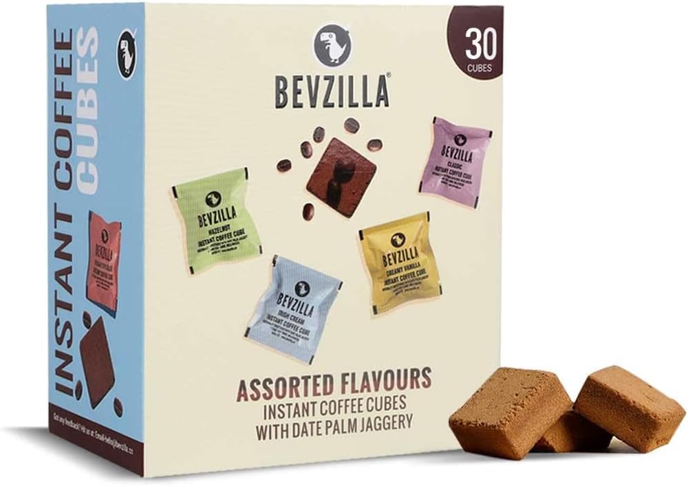 30 Assorted Instant Coffee Cubes Pack with Date Palm Jaggery, 4 Flavours, Arabica Coffee, Zero Refined Sugar, Real Ingredients, No Preservatives, Drop Stir and Enjoy | Enjoy Hot & Cold