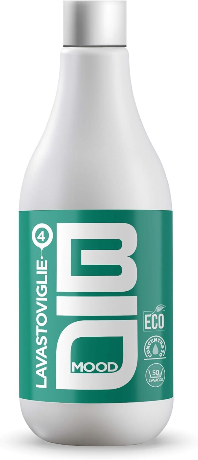 BIO MOOD - LAVASTOVIGLIE 1000 ML x 12 pezzi, fino a 600 lavaggi BIO, ULTRA concentrato per stoviglie splendenti