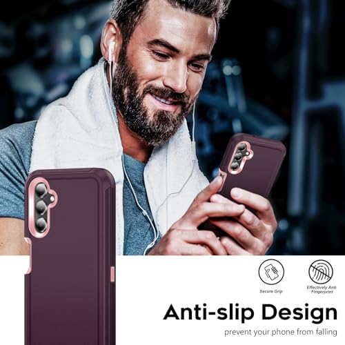 LeYi for Galaxy-A14 Case: Samsung Galaxy A14 5G Phone Case with [1 Pack] Tempered Glass Screen Protector, 3 in 1 Full Body Anti Shock Screen & Camera Protector Rugged Defender A 14 5G, Wine Red/Pink - image 6