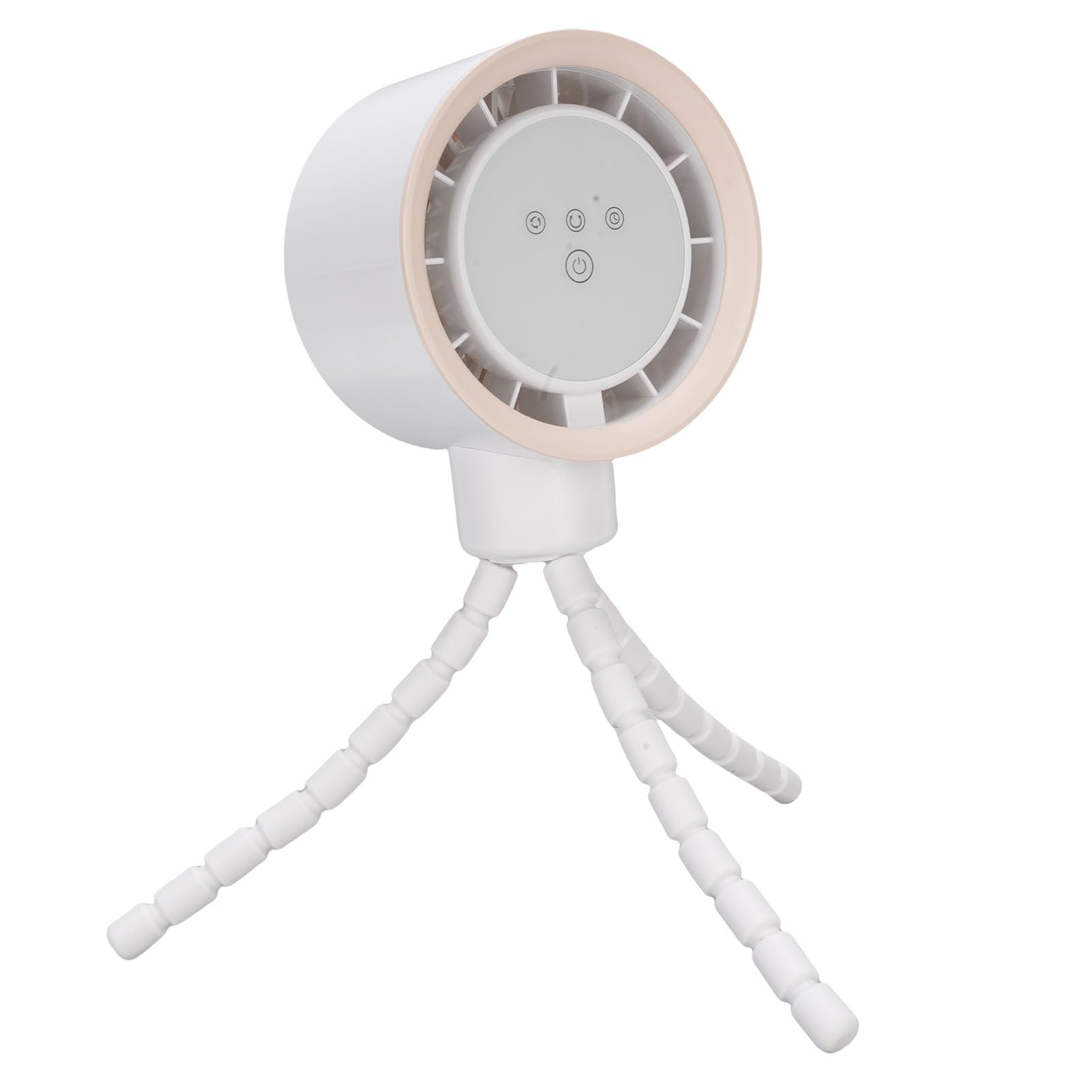 Ventilador para Cochecito, Oscilación de 360 ​​grados, Trípode Recargable por USB, Clamp/Holder en Pantalla Digital para Cochecito de bebé, Material de Plástico (Blanca)