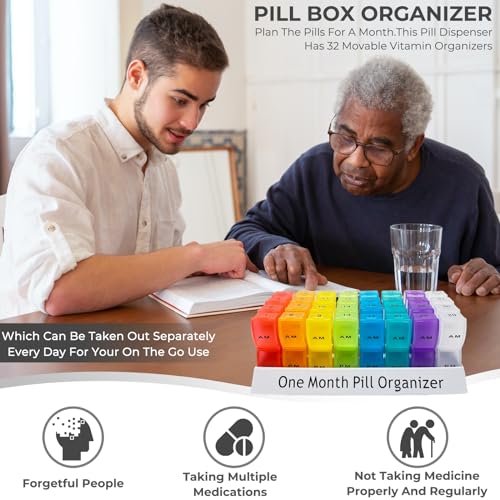 Goldmiky Pillendoos,Pillendoos Container,Reisorganizer Voor Geneesmiddelen,Maandelijks, 's Ochtends Middags,Avond,Tablettenorganizer,Grote Pillendoos,Medicijnen,32 Dagen,BPA-vrij - Afbeelding 6