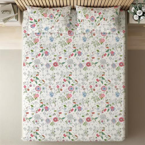 Image of Livspace Cotton Super King Size Bedsheet for Double Bed | 108 inch x 108 inch | 144 TC Flat Cotton Bedsheet with 2 Pillow Covers, Soft & Breathable - Bello Pure Nest Collection (Pink)