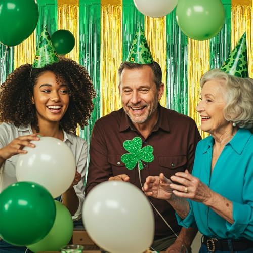 Image of BEISHIDA 2Pcs Green Gold Door Streamers Congrats Grade 2025 Decoration Backdrop Foil Fringe Tinsel Party Streamers Curtains Backdrops for Birthday 2026 Graduation St Patrick's Day (3.28 ft x 6.56 ft)