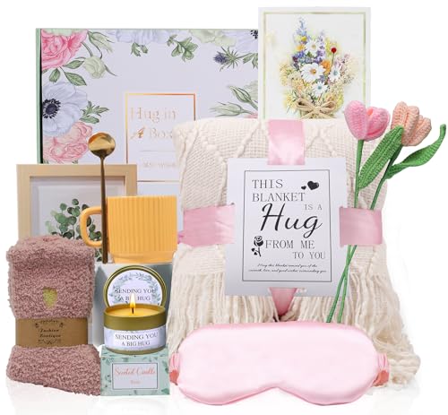 Get Well Soon Gifts for Women Sympathy Gift Baskets Thinking of You Self Care Package Feel Better After Surgery Gifts Tassel Blanket Appreciated Birthday Gifts for Women Sister Friend Mom Daughter