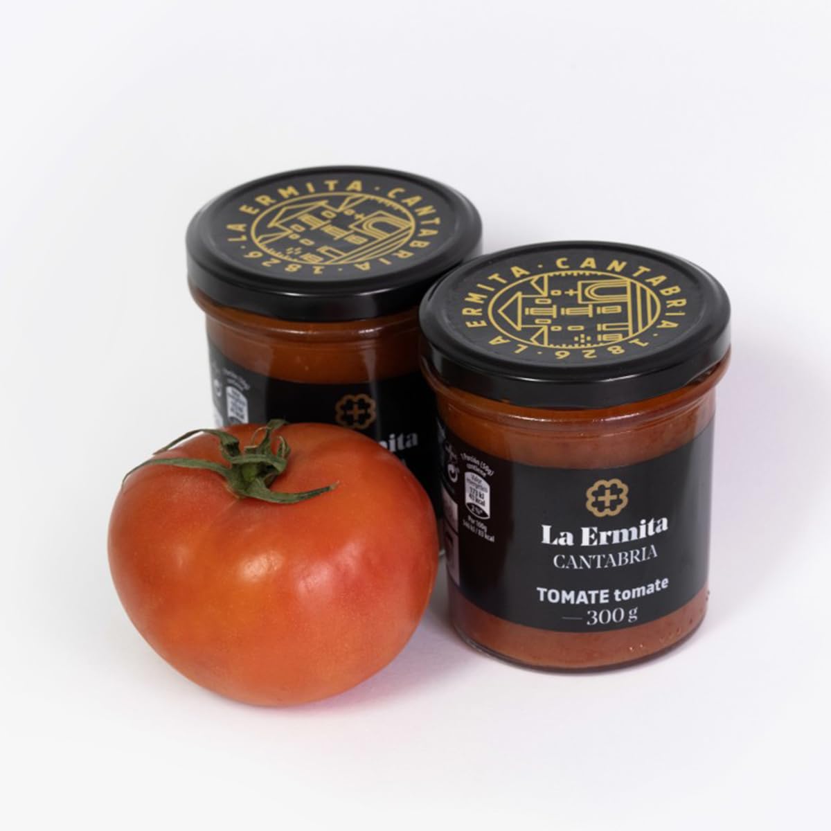 LA ERMITA Salsa de Tomate, Con 80% Tomate Natural, Cebolla, Ajo y Aceite de Oliva, Sin Conservantes ni Gluten, Tarro de Vidrio 300 g (Pack 12 unidades)