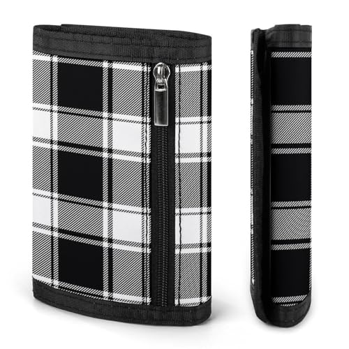 Buffalo Check Plaid White Black Print Wallet for Men, 8 Credit Card Holder Slim Minimalist Front Pocket Small Mens Bifold Wallets2