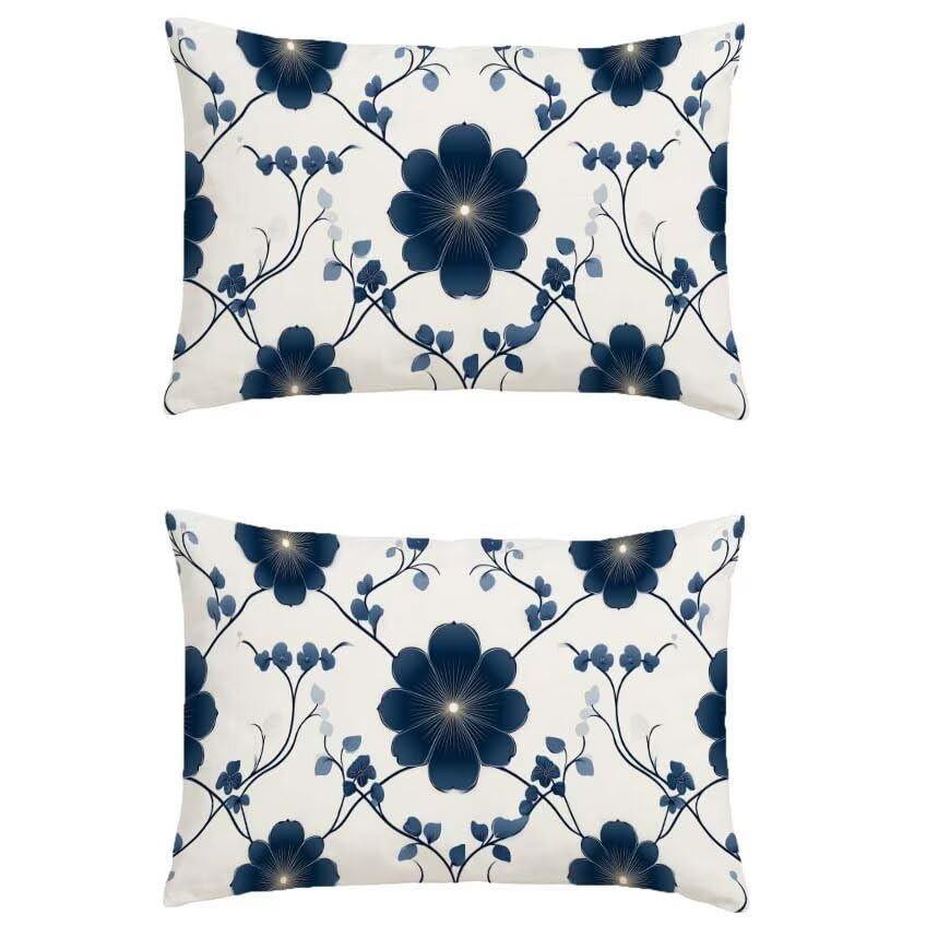 Housse coussin exterieur fleur 80x100 cm rectangulaire en lin impermeable pour jardin