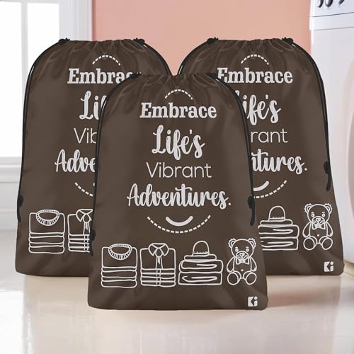 Image of Kuber Industries Pack of 3 Cloth Storage Bag | Non-Woven Storage Organizer | Travel Cloth Carrying Bag | Garments Cover for Laundry | Travel Storage Organizer for Clothing | Large | Brown