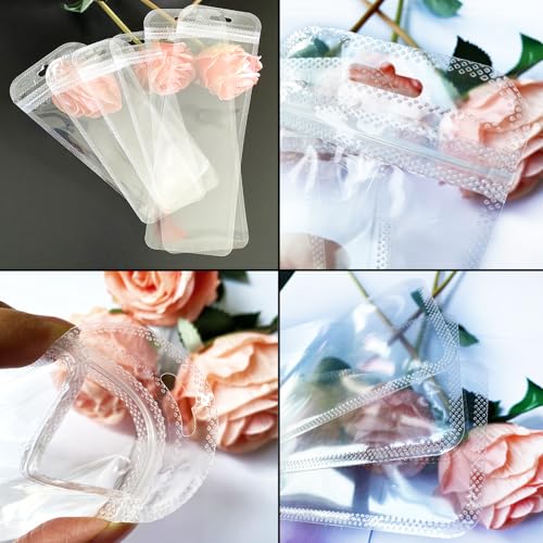 Image of 100 Pcs Beadable Pen Packaging Bags for Small Business, Clear Pen Bag for Bead Pens, Zipper Smell Proof Storage Bags for Packaging Lipgloss, Jewelry, Cosmetic,Candy 2.95x9.8inch
