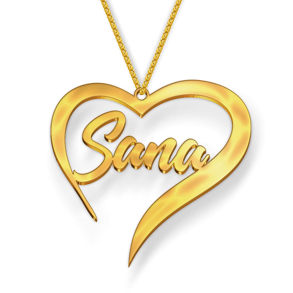 DREAMRAX Sana Name Necklace in Gold Polish – Heart-Shaped Pendant with Name Inside, Personalized Jewelry for Women & Girls, Splash Proof, Anti-Tarnish, Custom Gift for Special Occasions (B099F9F4MF) Amazon Price History, Amazon Price Tracker