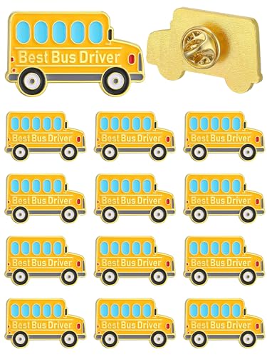 Image of Landical School Bus Ornament Appreciation Gifts Driver Pins Bulk Thank You Pins Birthday Essentials Accessories for Men Retired