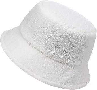 MaxNova Women Fuzzy Sherpa Teddy Style Vintage Faux Fur Wool Bucket Hat