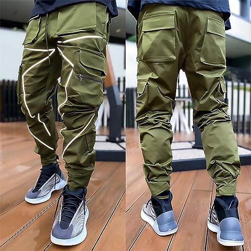 MECH-ENG Men's Cargo Pants Jogger Workout Hip Hop Pants Reflective Punk Techwear Streetwear Sweatpants2