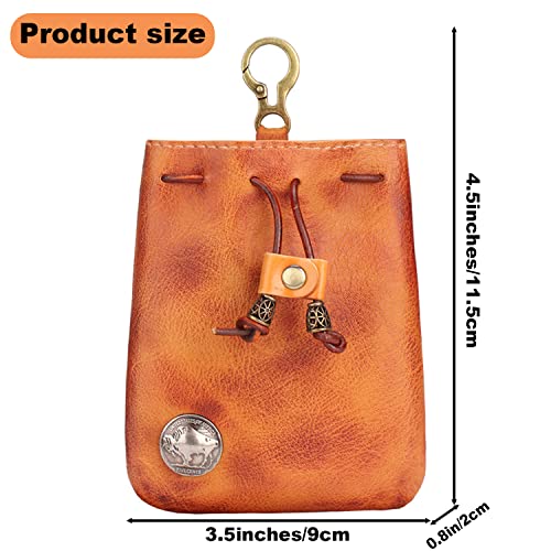Genuine Leather Medieval Coin Purse, Waist Bag Coin Organizer Change Holder Small Leather Drawstring Pouch for Men & Women (Dark brown)2
