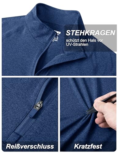 TACVASEN Herren 1/4 Zip UV-Schutz Langarmshirts Rashguard UPF 50+ Running Tops mit Stehkragen – Bild 5