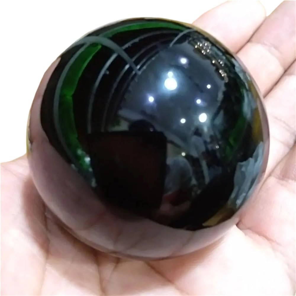 HAOYUNS Beautiful Natural Black Obsidian Crystal Sphere - 50mm Ball for Spiritual Growth and Home Decor