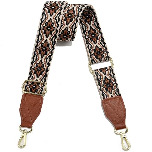 Image of Purse Strap,1.5 inch Leather End Shoulder Strap Adjustable Replacement,Retro Multi-Pattern Crossbody Bag Straps