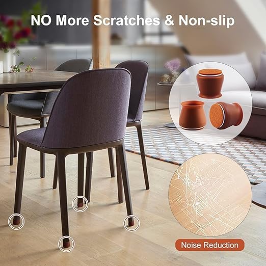 Prostuff.in® Silicone Chair Leg Floor Protectors – 4 Pcs | Rubber Chair Leg Caps Furniture Protector to Prevent Scratches, Reduce Noise, Anti-Slip | Furniture Leg Covers for Chair, Stool Table,Brown 1