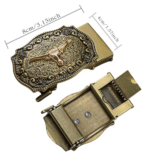 Image of Dubulle Designer Men's Belts, Ratchet Leather Sliding Buckle Dress Belt | 1 3 /8 inch(3.5cm) Genuine Leather Adjustable Strap, Automatic Ratcheting Buckles, Gift‑Boxed, Trim to Fit, for Business Casual