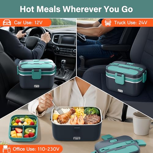 2.8L Electric Heated Lunch Box - 100W Portable Food Warmer for Adults - image 4