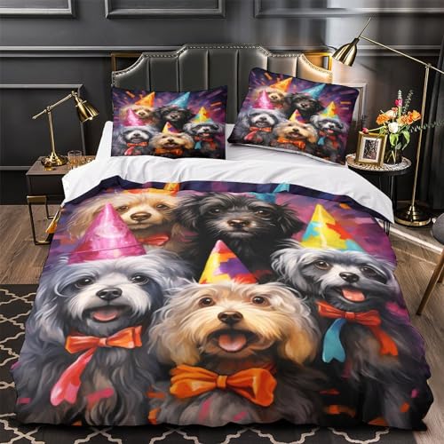 Housse de couette 3D imprimé microfibre literie double lit 200x200cm - 4