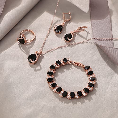 EVER FAITH Teardrop Cubic Zirconia Jewelry Set for Bride Bridesmaid, Glamour Pendant Necklace Earrings Tennis Bracelet Open Ring for Women Party - Image 6