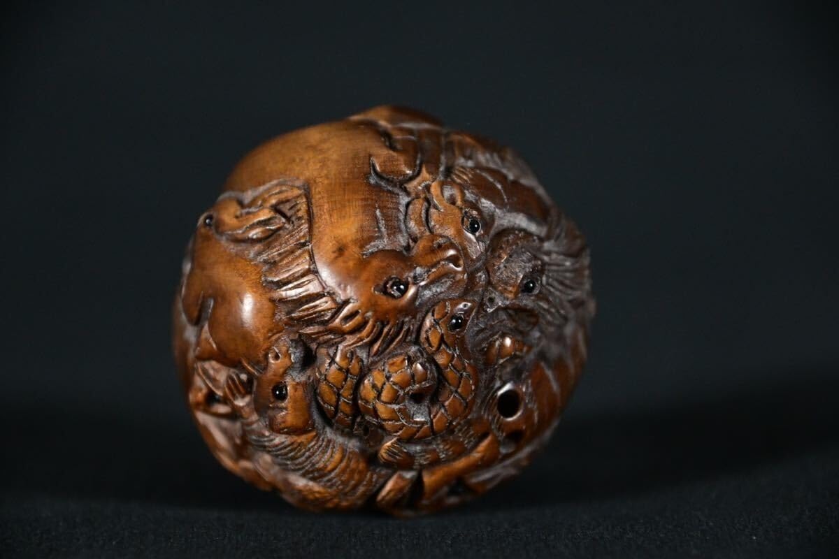 古美術 干支 12支 縁起物 根付 Netsuke 精密 彫刻 超絶技巧 彫塑