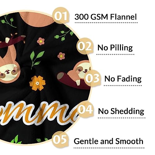 Mercuryelf Custom Sloth Throw Blanket - Soft, Fuzzy & Warm - 50x60 Inches Flannel Blankets for Living Room, Sofa - Black Cute Throws Gift for Teens