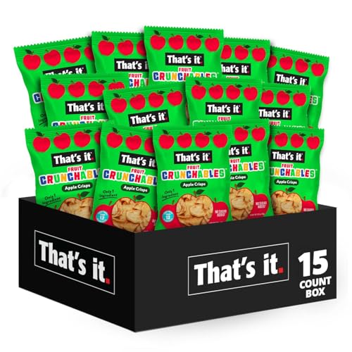 Image of That's it. Fruit Crunchables (15 Pack) Apple Crisps healthy snacks for kids, Plant-Based, Non-GMO, Gluten-Free, No Sugar Added - Healthy Snack for lunch box 100% Natural Crunchy Fruit Snack