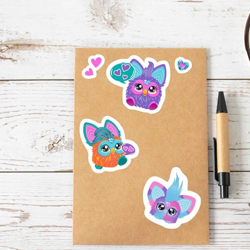 Image of Hasbro Furby Adhesive Vinyl Decals - Fun Set of Furby Stickers for Laptop or Water Bottle, 1 Pack (5 Count)