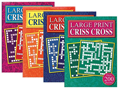 WF Graham Large Print Criss Cross Puzzle Books for Adults and Teens - Pack of 4 Crossword Activity Book Set with over 200 Puzzles Each