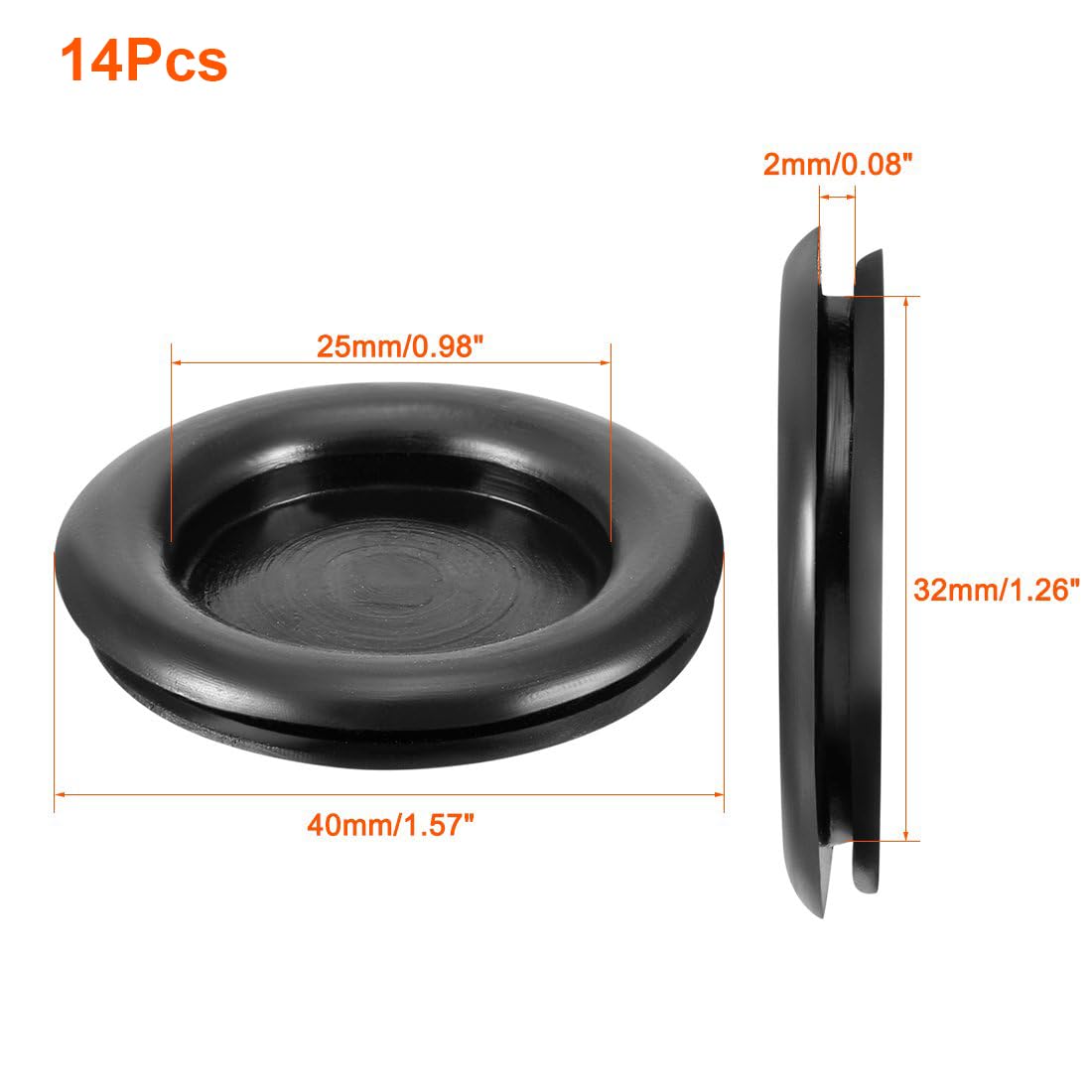 TOP-VIGOR 14Pcs 32mm Black Rubber Blanking Grommets Electrical Hole Wire Gaskets Cable Protectors for Plugs Car Boat Pump Plumbing Wiring - Image 2