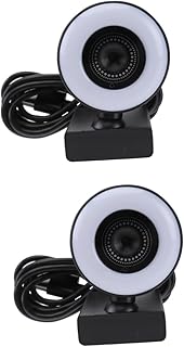 UKCOCO 2pcs Computer Camera PC Camera Laptop Camera Video Camera for Computer Video Webcam USB Webcam Ring Light Webcam Abs Black Web Camera with Microphone Smart Computer Camera 1080p