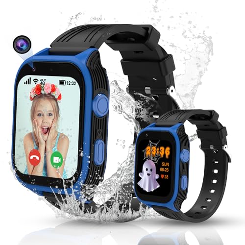 Reloj Inteligente Niño, 4G Smartwatch Niños con GPS y Llamadas WIFI Videollamada Chat Familiar SOS IP68 Impermeable Modo Clase WhatsApp Música Podómetro, Reloj Inteligente Regalo para Niña Niño