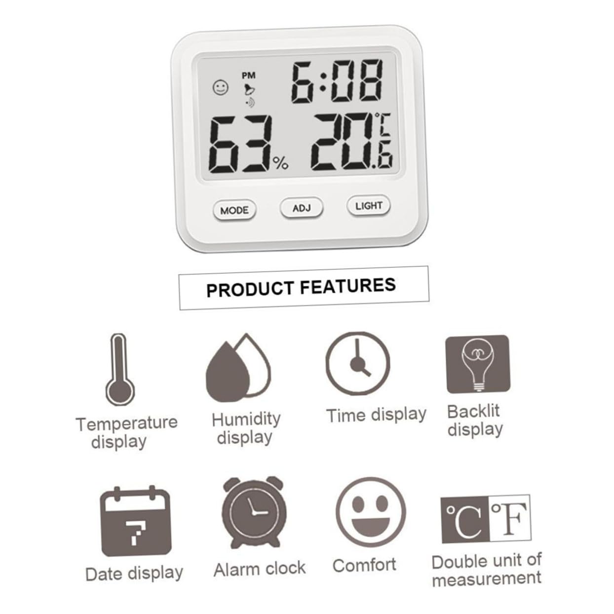 Happyyami 3 Stück Innen Hygrometer Kabelloses Thermometer Heim Hygrometer Innen Thermometer Heim Weiß